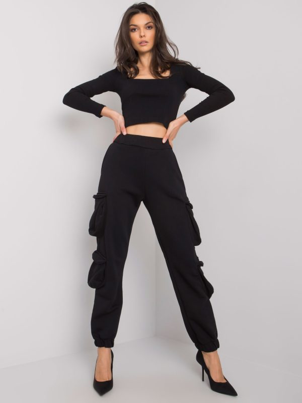 Wholesale Black women's sweatpants with pockets Mila RUE PARIS