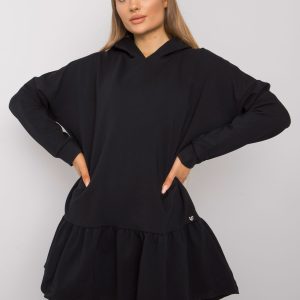 Wholesale Aliye Black Hooded Sweatshirt Dress