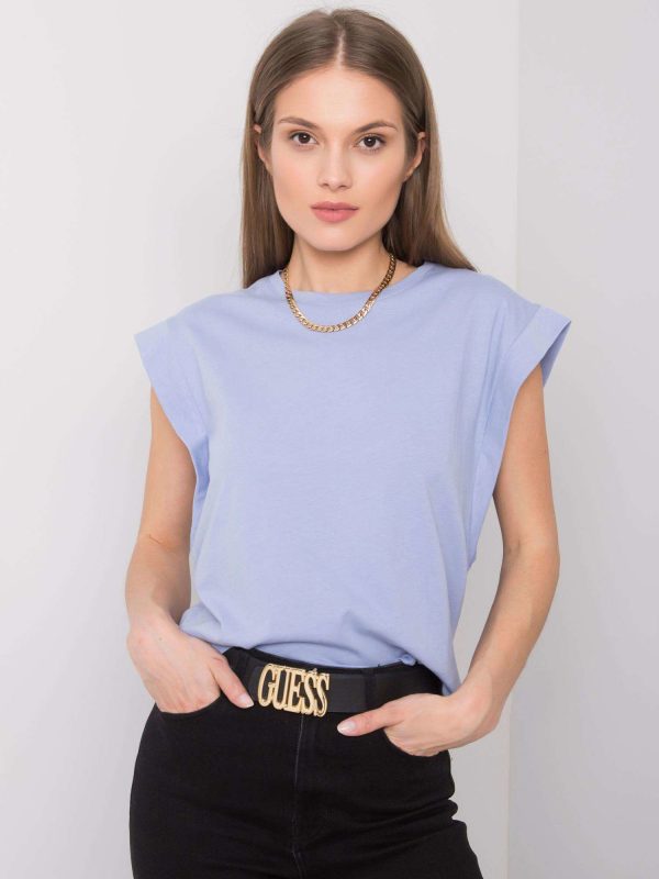 Wholesale Blue cotton t-shirt Kayla RUE PARIS