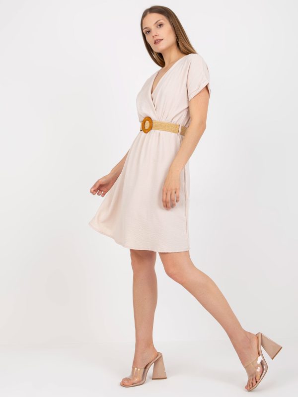 Wholesale Light beige summer casual dress made of cotton RUE PARIS