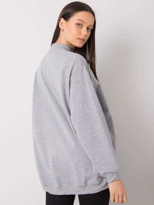 Wholesale Grey melange sweatshirt with print Majorie RUE PARIS