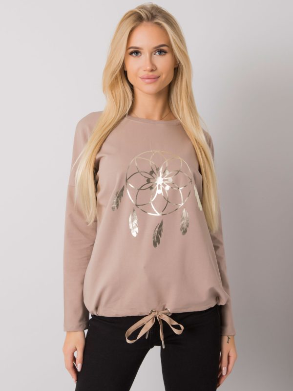 Wholesale Dark beige blouse with print Jackson RUE PARIS