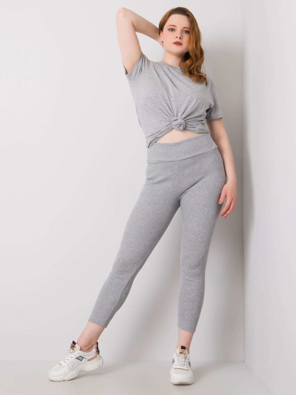 Wholesale Caitleen RUE PARIS grey plus size stripe leggings