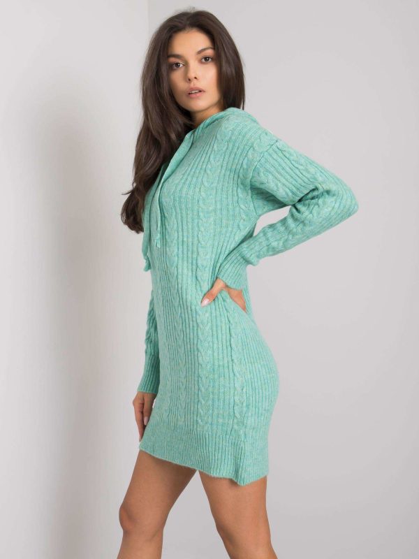 Wholesale Green knitted dress with hood Joselita RUE PARIS