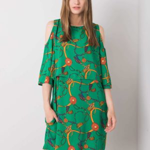 Wholesale Green dress with prints Maresol RUE PARIS