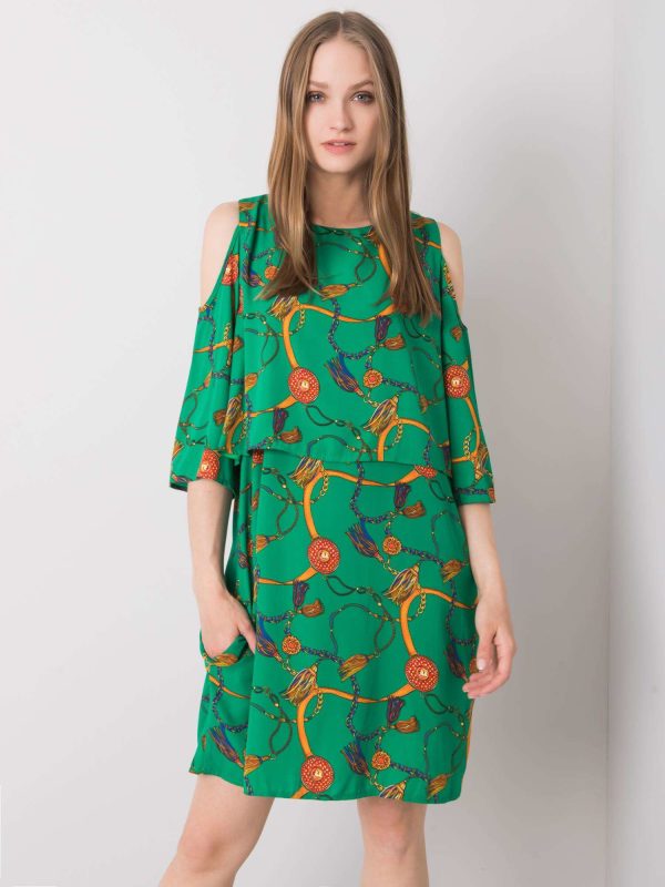 Wholesale Green dress with prints Maresol RUE PARIS