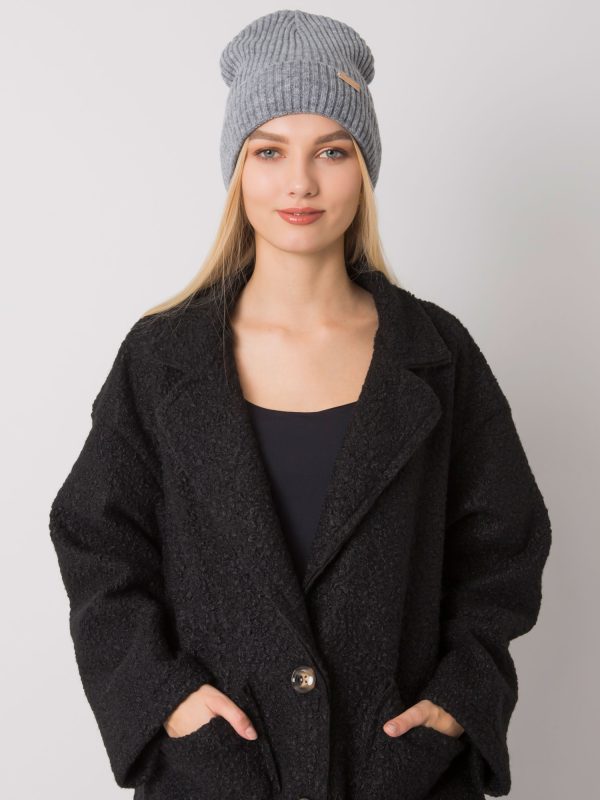 Wholesale Dark grey women's knitted hat RUE PARIS