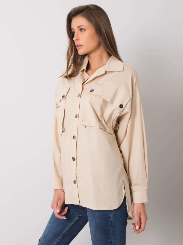 Wholesale Beige shirt with pockets Elora RUE PARIS