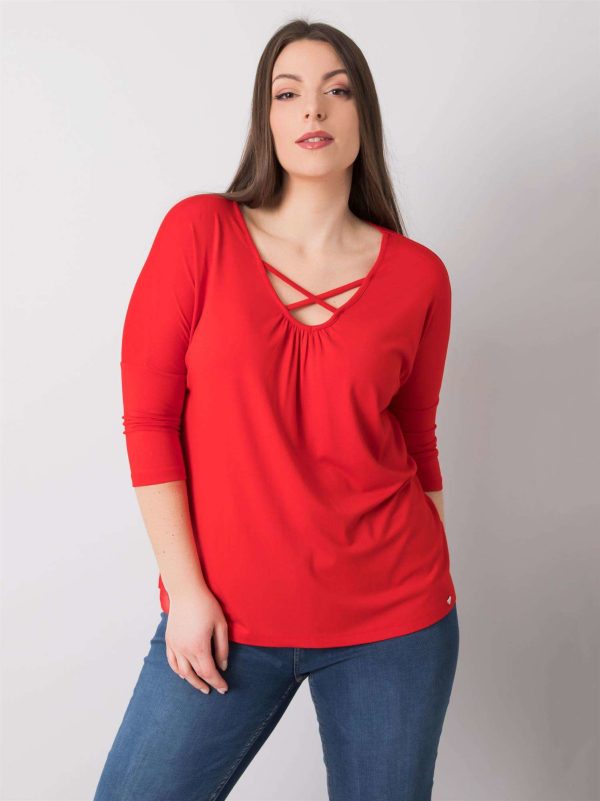 Wholesale Red plus size blouse with viscose Mariel