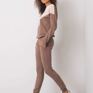 Wholesale Beige and brown sweatsuit set Hilda