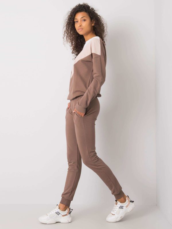 Wholesale Beige and brown sweatsuit set Hilda