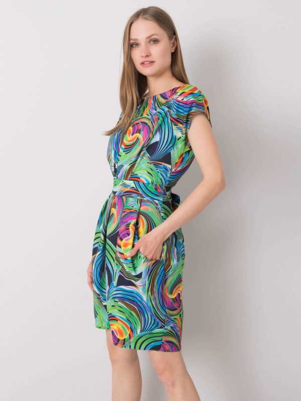 Wholesale Navy blue dress with prints Fidelia RUE PARIS