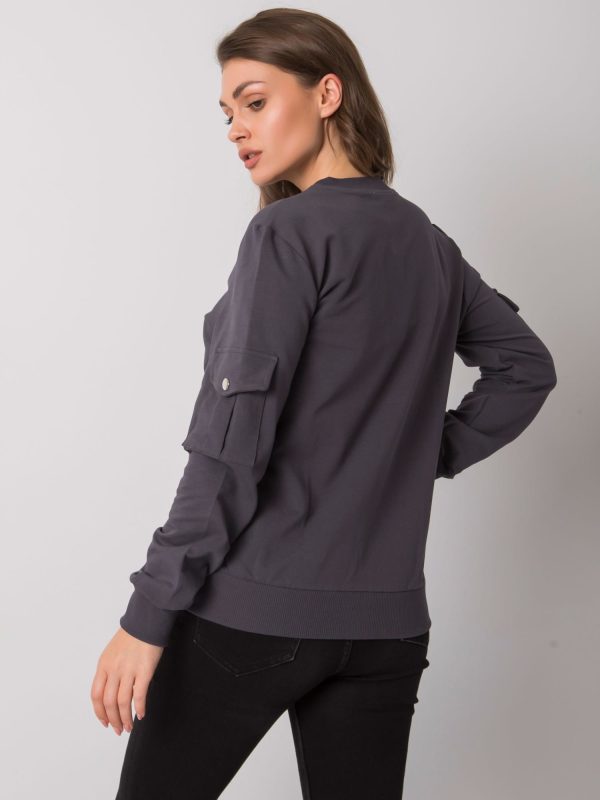 Wholesale Graphite bomber sweatshirt with pockets Bertena RUE PARIS