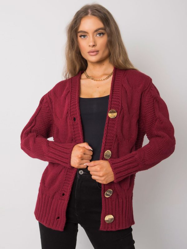 Wholesale Burgundy button-down sweater Louissine RUE PARIS