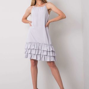 Wholesale Light grey ruffle dress Routh PARIS