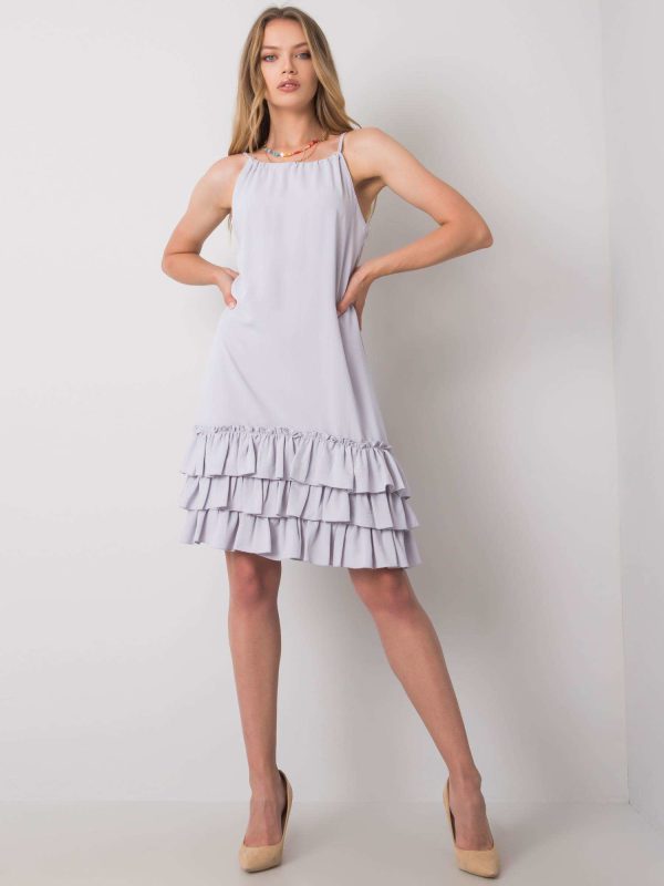 Wholesale Light grey ruffle dress Routh PARIS