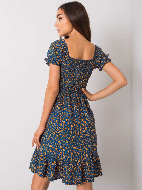 Wholesale Dark blue patterned dress Dulcia RUE PARIS