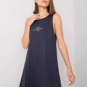 Wholesale Navy blue dress with neckline on the back Lesly RUE PARIS