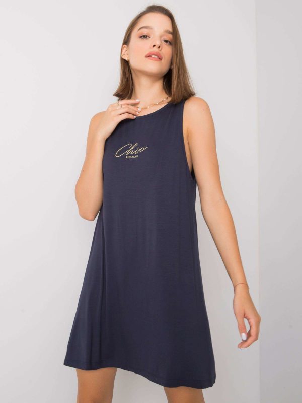 Wholesale Navy blue dress with neckline on the back Lesly RUE PARIS