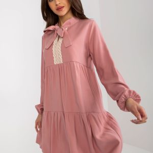 Wholesale Kaley RUE PARIS Dirty Pink Ruffle and Lace Dress