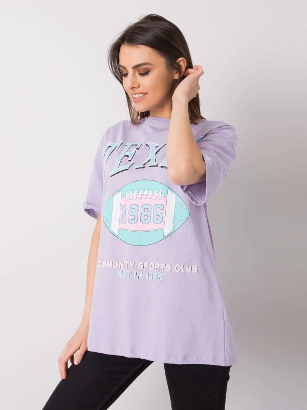 Wholesale Purple t-shirt with print RUE PARIS