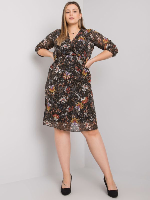 Wholesale Black Plus Size Dress with Ancona Prints