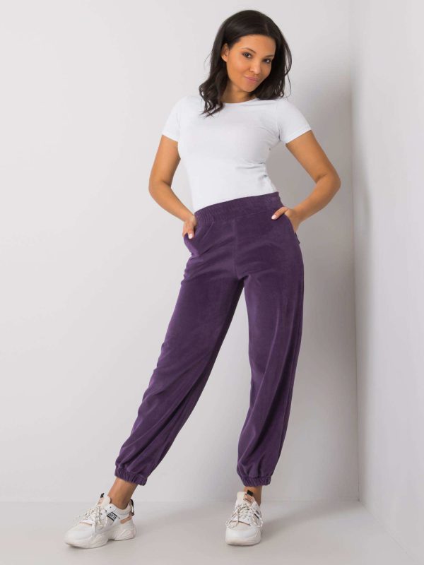 Wholesale Purple velour sweatpants Shefali RUE PARIS