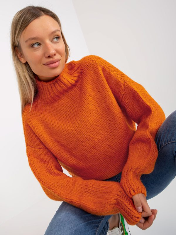 Wholesale Dark orange oversize turtleneck sweater Ariana RUE PARIS