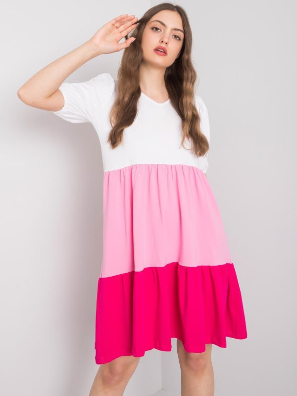 Wholesale White and pink casual dress Kylie RUE PARIS