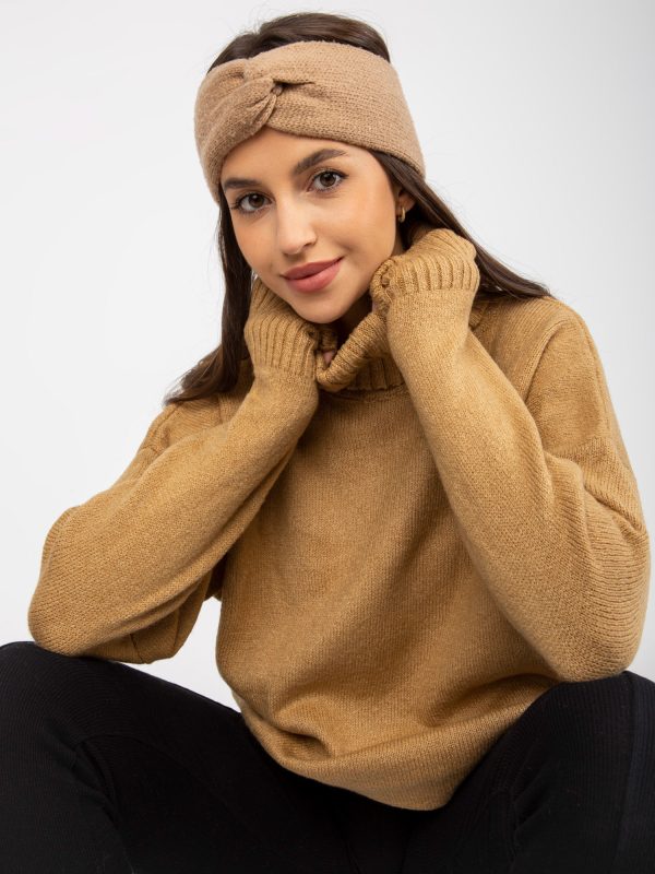 Wholesale Camel long sweater with high turtleneck RUE PARIS