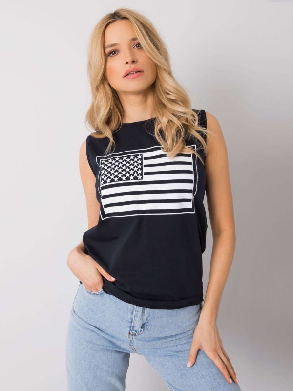 Wholesale Navy blue top with print Petra RUE PARIS