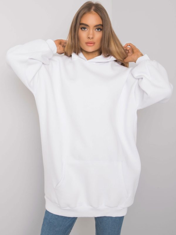 Wholesale Roselle's white kangaroo long sweatshirt