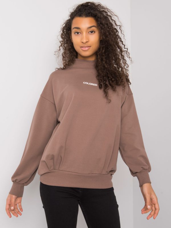 Wholesale Brown sweatshirt for women without hood Dylan RUE PARIS