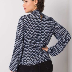 Wholesale Black and blue blouse with patterns of Abriana RUE PARIS