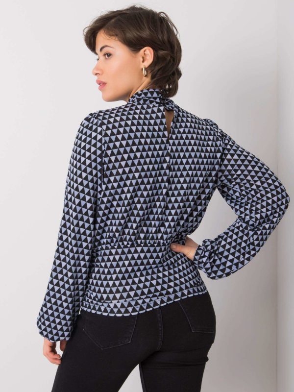 Wholesale Black and blue blouse with patterns of Abriana RUE PARIS