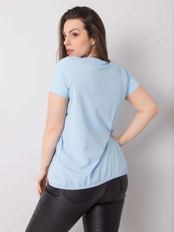 Wholesale Blue Blue Celeste Cotton Plus Size Blouse