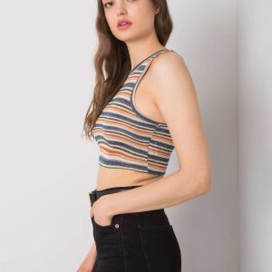 Wholesale Beige and navy blue striped top Luisa RUE PARIS