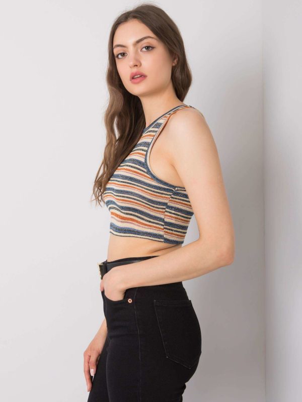 Wholesale Beige and navy blue striped top Luisa RUE PARIS