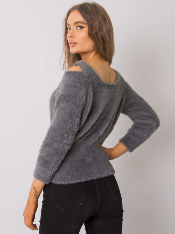 Wholesale Dark grey cutout sweater Leandre RUE PARIS