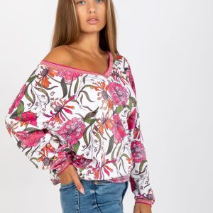 Wholesale White velour oversize blouse with RUE PARIS print