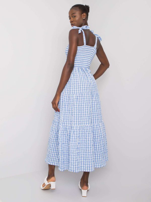 Wholesale Michel's blue checkered dress RUE PARIS