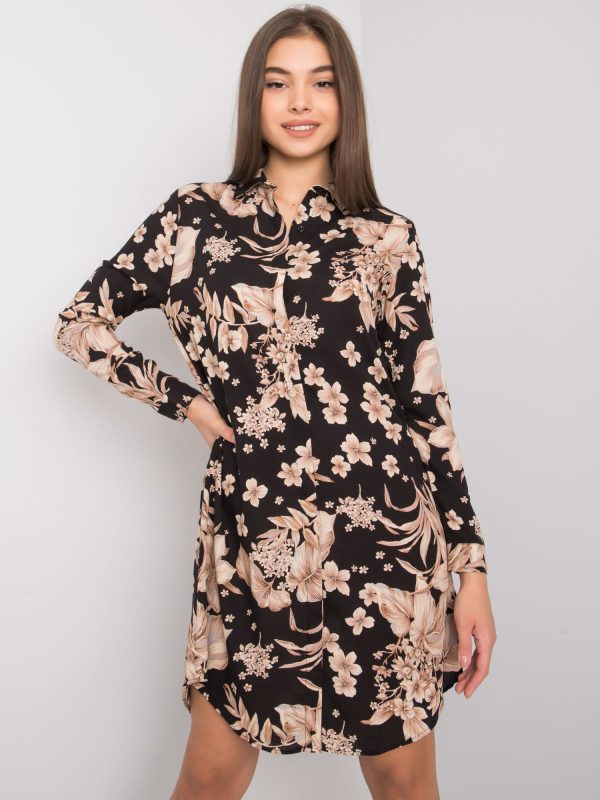 Wholesale Black and beige dress with print Batesville RUE PARIS