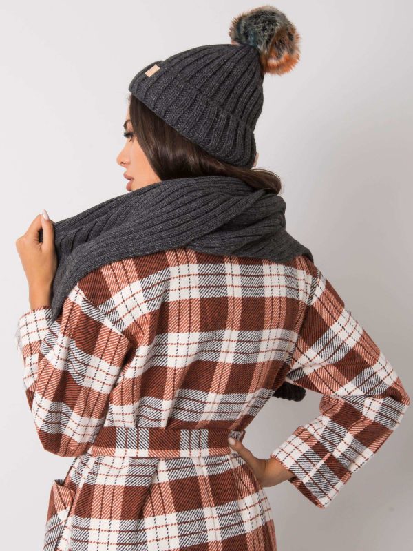 Wholesale Graphite winter set with hat and scarf Rubby RUE PARIS