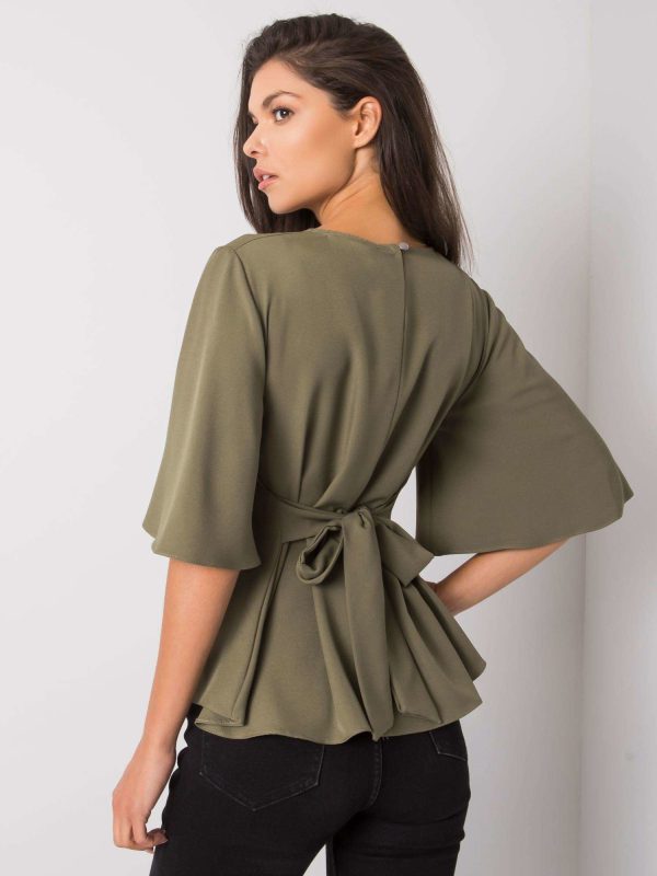 Wholesale Khaki blouse with tie Mayssa RUE PARIS