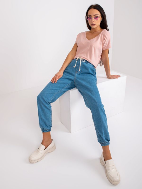 Wholesale Blue jeans with elastic waistband Cornelia RUE PARIS