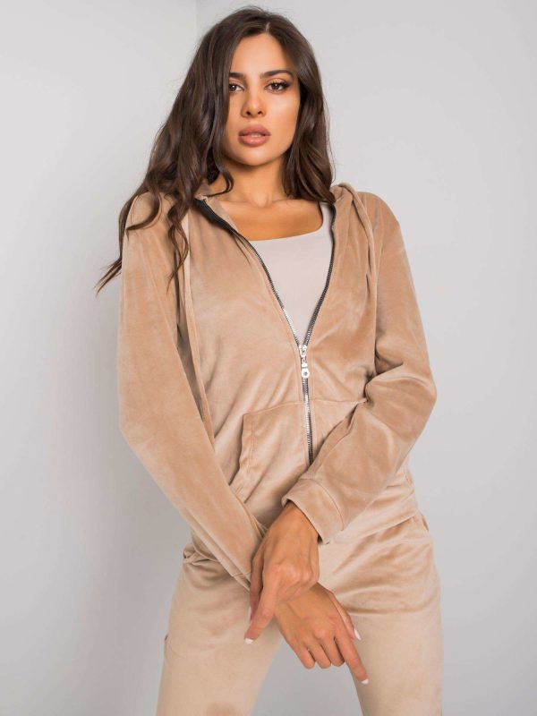 Wholesale Beige two-piece velour set Roxe RUE PARIS