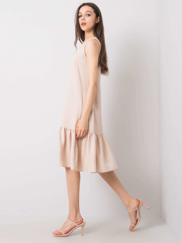 Wholesale Beige dress with ruffle Jossie RUE PARIS