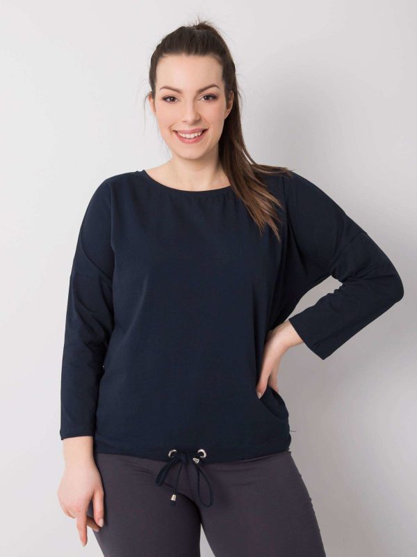 Wholesale Navy blue plus size cotton blouse Sandy