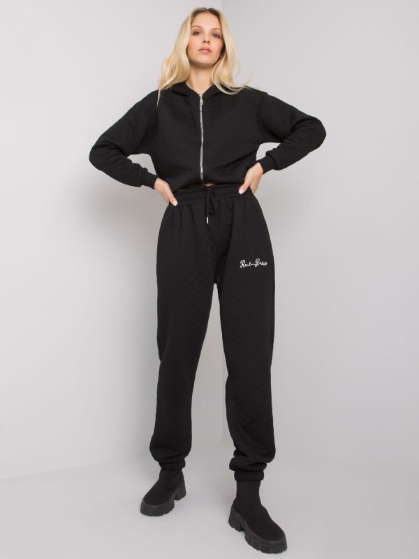 Wholesale Black sweatpants with quilting Naomi RUE PARIS