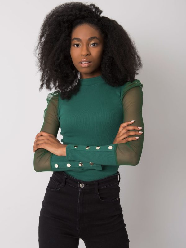 Wholesale Dark green women's turtleneck blouse Donnah RUE PARIS